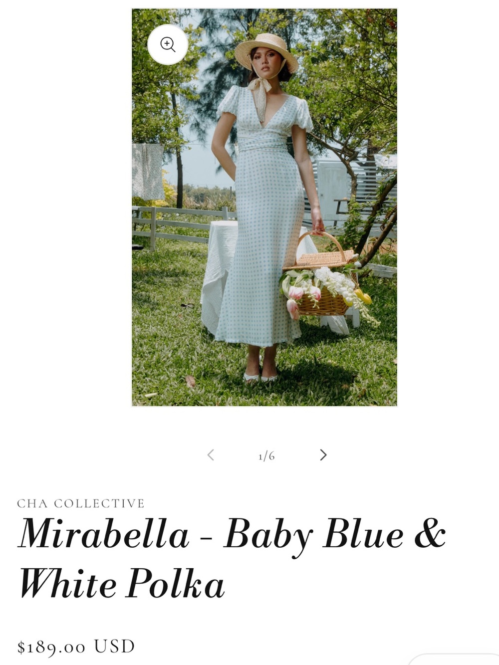 Mirabella Dress - Baby Blue & White Polka